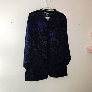 Tanjay two peice tank and jacket evening wear black and royal blue details